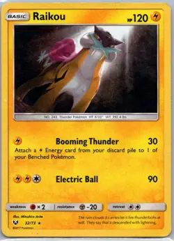 Pokemon TCG Raikou 32/73 Shining Legends Cracked Ice Holo MP - Image 1