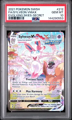 2021 POKEMON SWORD & SHIELD EVOLVING SKIES SECRET #212 FA/SYLVEON VMAX PSA 10 - Image 1