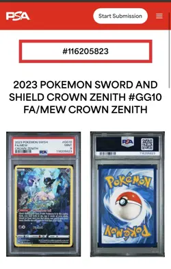 Pokemon TCG Mew GG10/GG70 Crown Zenith Galarian Gallery Mint PSA 9 - Image 4