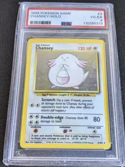 1999 Pokemon Game #3 Chansey-Holo PSA 4 VG-EX 3/102 - Image 1