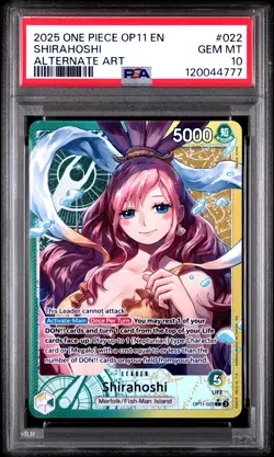 2025 ONE PIECE OP11-A FIST OF DIVINE SPEED #022 SHIRAHOSHI ALT ART PSA 10 - Image 1