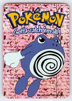 Poliwhirl #61 Pokemon Vending Prism Holo Sticker Card Nintendo Authentic - Nm - Image 1