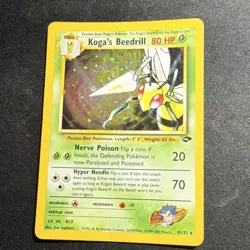 Pokemon Koga's Beedrill Holo Rare 80HP Gym Challenge 9/132 Eng Card 2000 SWIRL - Image 1