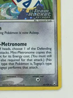 Pokemon TCG Togepi 50/109 Team Rocket Returns Reverse Holo Stamped - Image 4