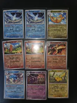 Pikachu 025/165 Common 151 Pokemon Reverse Holo NM + Extras - Image 1