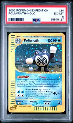 2002 POKEMON EXPEDITION #24 POLIWRATH-HOLO PSA 6 - Image 1