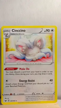 Cinccino [LP] - Pokemon TCG Sword & Shield Base 147/202 [Rare] - Image 1