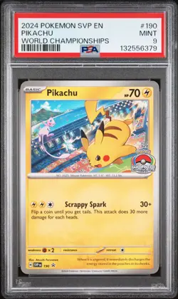 Pikachu 190 World Championships Svp En-sv Black Star Promo Pokemon PSA 9 - Image 1