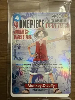 One Piece Monkey D. Luffy US Voyage College Basketball Promo Card Gonzaga SEALED - Image 1