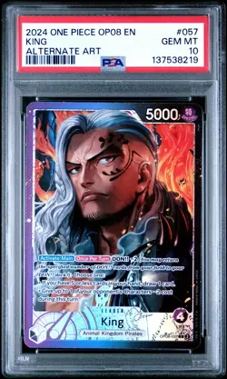 2024 ONE PIECE OP08-TWO LEGENDS #057 KING ALT ART PSA 10 - Image 1