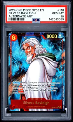 Silvers Rayleigh PSA10 2024 One Piece Op08-Two Legends Alternate Art #118 - Image 1
