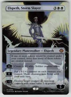 Elspeth, Storm Slayer (Borderless) Foil Mythic Tarkir: Dragonstorm 398 MTG NM - Image 1