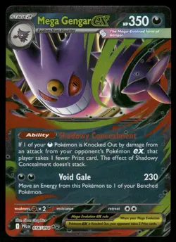 2025 Mega Gengar ex 056/094 Double Rare Holo NM ME02: Phantasmal Flames Pokemon - Image 1