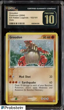 2004 Pokemon Groudon EX Hidden Legends Holo #102 CGC 10 PRISTINE - Image 1