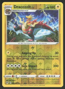 Dracozolt 065/189 Rare Darkness Ablaze Pokemon Reverse Holo Near Mint - Image 1