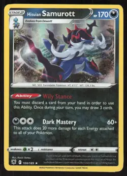 Hisuian Samurott 100/189 Holo Rare Astral Radiance Pokemon Holo Lightly Played - Image 1