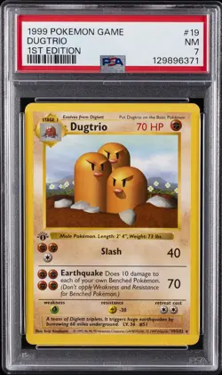 1999 POKEMON GAME 1ST EDITION #19 DUGTRIO PSA 7 - Image 1