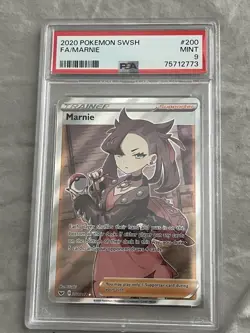 2020 Pokemon Sword & Shield Marnie Full Art 200/202 PSA Mint 9 - Image 1