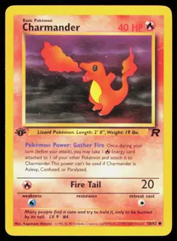 1ST EDITION CHARMANDER 50/82 VINTAGE COMMON TEAM ROCKET POKEMON - Image 1