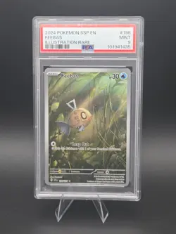 PSA 9 Pokemon TCG Feebas Illustration Rare Holo 198/191 Surging Sparks 2024 EN - Image 1