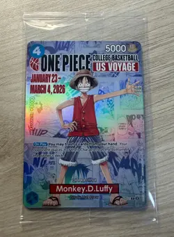 One Piece Monkey.D.Luffy College Basketball US Voyage P-055 Promo Card SEALED - Image 1