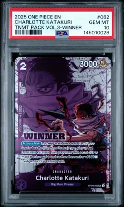 2025 ONE PIECE TOURNAMENT PACK VOL.3 WINNER #062 CHARLOTTE KATAKURI PSA 10 - Image 1