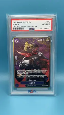 2025 ONE PIECE OP07-064 JAPANESE 2ND ANNIVERSARY SET SANJI ENG PSA 10 GEM MINT - Image 1