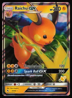 2019 SUN & MOON - HIDDEN FATES RAICHU-GX STAGE 1/RARE HOLO GX #20 - Image 1