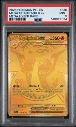 Pokemon TCG - Mega Charizard X EX 130/094 Hyper Rare - Phantasmal Flames - PSA 9 - Image 1