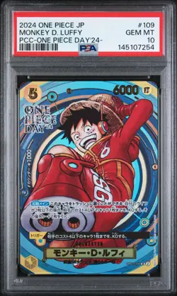 2024 ONE PIECE JPN PREM CARD COLL -ONE PIECE DAY'24 #109 MONKEY D. LUFFY PSA 10 - Image 1