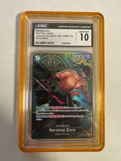 2025 ONE PIECE OP06-118 JAPANESE 2ND ANNIVERSARY SET RORONOA ZORO ENG CGC 10 - Image 1
