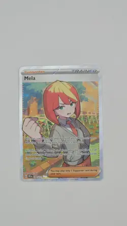 Pokemon TCG Trainer Mela Ultra Rare Holo Card 140/131 Prismatic Evolutions - Image 1