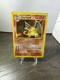 Pokemon TCG Charizard Base Set Holo Unlimited Rare Card 4/102 HP/Damaged - Image 1