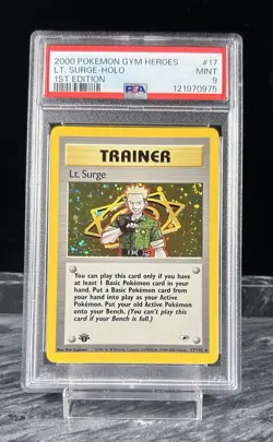 Pokemon Lt. Surge's Gym Heroes 1st Edition Holo Rare #17 PSA 9 Mint - Image 1
