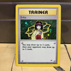 Pokemon Erika Holo Swirl Gym Heroes 16/132 Rare Creased Vintage Card Ex - Image 1
