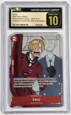 2022 One Piece Sanji Premium 25th Anniversary OP01-013 CGC 10 Pristine English - Image 1
