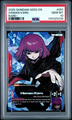 Haman Karn R+ Alt Art GD02-091 Gundam TCG Card Foil Dual Impact English PSA 10 - Image 1