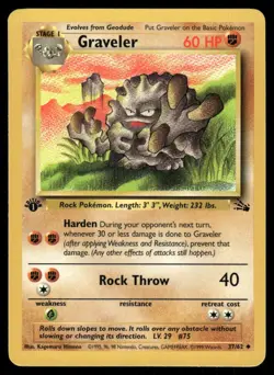 Pokemon Cards Graveler 37/62 1st Edition Fossil WOTC Uncommon NM - Image 1