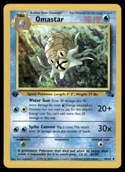 Pokemon Cards Omastar 40/62 1st Edition Fossil WOTC Uncommon NM - Image 1
