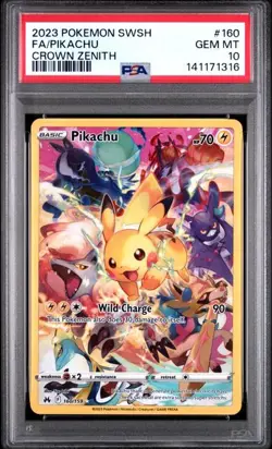 Pokemon Pikachu Crown Zenith Secret Rare Full Art #160 PSA 10 Gem Mint - Image 1