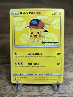 Pokemon Ash's Pikachu - SM111 - SM Black Star Promo Sun and Moon Card TCG LP - Image 1