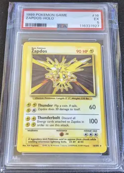 Pokemon TCG Zapdos Base Set Holo Unlimited Rare Card 16/102 PSA 5 - Image 1