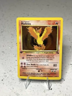 Pokemon TCG Fossil Moltres 12/62 Holo Rare 70 NM English 1st Edition - Image 1