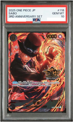PSA 10 Sabo OP07-118 SEC One Piece Card Game 3rd Anniversary Set 2025 Japanese - Image 1