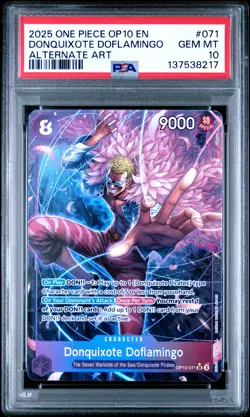 2025 ONE PIECE OP10-ROYAL BLOOD #071 DONQUIXOTE DOFLAMINGO ALT ART PSA 10 - Image 1