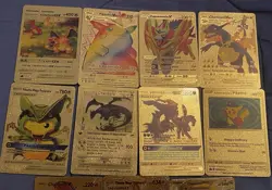 Pokemon fake Gold Foil Fan Art Cosplay lot of 11 textured Collector Cards - Image 2