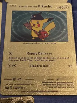 Pokemon fake Gold Foil Fan Art Cosplay lot of 11 textured Collector Cards - Image 4