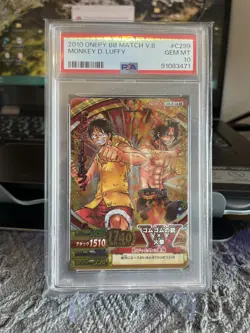 2010 One Piece Card Onepy Berry Match Luffy & Portgas D. Ace C299 PSA10 - Image 3