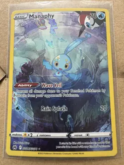 Pokemon TCG Manaphy Holo Rare Card Crown Zenith: Galarian Gallery GG06/GG70 - Image 1