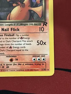 Pokemon Dark Charizard TCG Non-Holo Rare Card 21/82 - Image 5